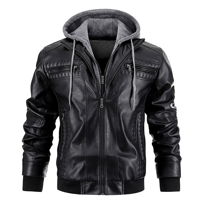 Hooded PU Leather Jacket