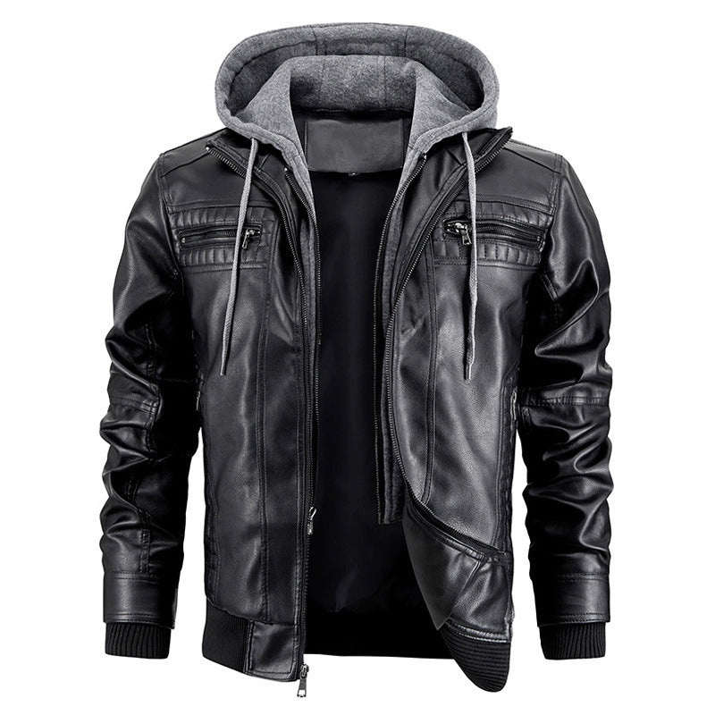 Hooded PU Leather Jacket