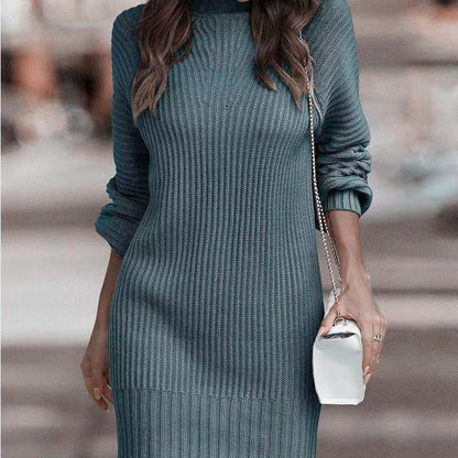 Turtleneck Sweater Dress – Long Sleeve Knitwear