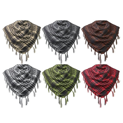 Premium Plaid Winter Scarf & Hijab - 100x100cm Tactical Shemagh with Tassels for Men and Women