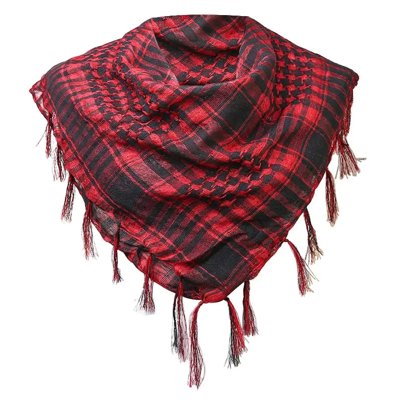 Premium Plaid Winter Scarf & Hijab - 100x100cm Tactical Shemagh with Tassels for Men and Women