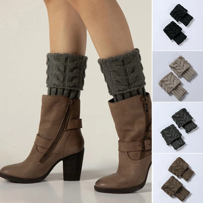 Knit Leg Warmers For Women Boot Cuffs  Knitted Knee High Socks Solid Color Arm Sleeves Fingerless Gloves Boot Cuffs Stockings