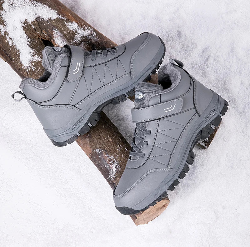 Snow Boots Men's Waterproof Leather Sneakers Ankle Boots Super Warm Male Outdoors Non-slip Snow Botines Hiking Boots Winter