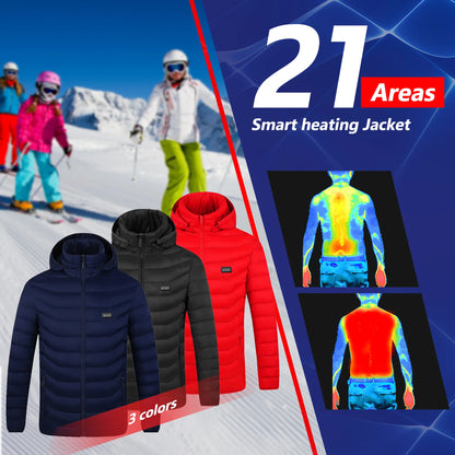 Heated Jacket 21 Areas Winter Men's Women's Motorcycle Jacket USB Electric Heating Jacket Heated Vest ski  Thermal Clothing Coat