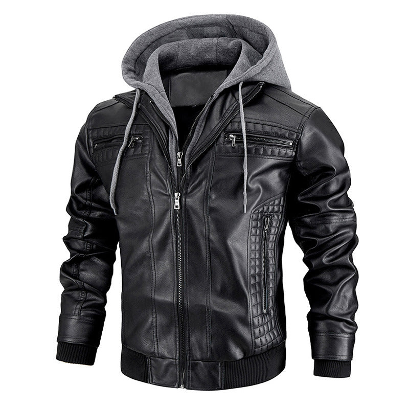 Hooded PU Leather Jacket