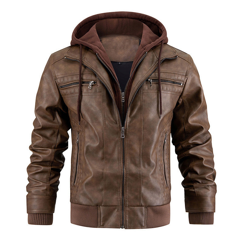 Hooded PU Leather Jacket